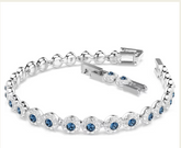 Swar*vski - Round cut, Blue, Rhodium plated 5733401