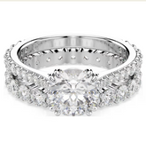 Swar*vski - Set (2), Round cut, White, Rhodium plated-5693506