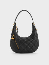 Charles & Ke*th - Swing Padlock Quilted Crescent Bag - Black (AD-May)