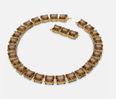 Swar*vski - Millenia necklace Square cut, Brown, Gold-tone plated (UPDATED)