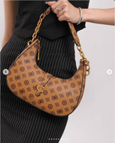 Gues* - Kuba top zip shoulder bag- Brown (AD-August)