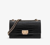 Charles & Ke*th - Metallic Accent Front Flap Croc-Effect Bag - Black (AD-SEP)