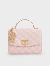 Charles & Ke*th - Cressida Quilted Top Handle Bag With Bag Charms - Gift Box - Cotton Candy Pink (AD-JAN26-A1)