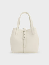 Charles & Ke*th - Beryl Recycled Leather Double-Handle Belted Bucket Bag - CREAM (AD-NOV-LT)