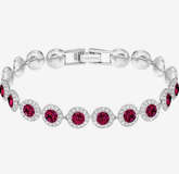 Swar*vski - Una Angelic bracelet Round cut, Pavé, Medium, Red, Rhodium plated - 5446006 (AD-FB26-SW)