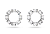 Swar*vski - Millenia hoop earrings Octagon cut, White, Rhodium plated - 5618629 (AD-FB26-SW)