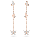 Swar*vski - Idyllia Lilia drop earrings Butterfly, Long, White, Rose gold-tone plated - 5636426 (AD-FB26-SW)
