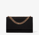 Charles & Ke*th - (MINOR DEFECT) EMBELLISHED FRONT FLAP HANDBAG-Black-Clearance Sale -(NB)