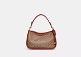 C*ACH - Cary Crossbody Bag In Signature Canvas, Oat and Dark Brown/ Red(AD-JAN26-A1)