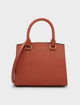 Charles & Ke*th - Classic Strucutred Top Handle Bag - Brown (AD-DEC-IR-R-LT) Minor defect