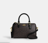 C*ACH - R*wan (MINI) Satchel Bag In Signature Canvas - Walnut/Black (AD-JAN26-A1)