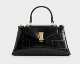 Charles & Ke*th -Micro Lilibet Croc-Effect Top Handle Bag - Black-(AD-JUN26-JFR)
