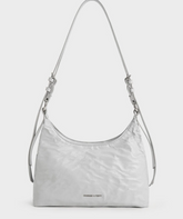Charles & Ke*th -Lark Crinkle-Effect Hobo Bag -Grey- (AD-JUN13-LTPT)