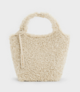 Charles & Ke*th - Arlys Furry Tote Bag - Cream-(AD-JUN16-LTPT)