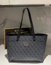 Gues* - Monogram Tote Bag- Charcoal- (AD-MAY26-GSPT) Plain Black