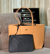 Lacost* - Women's Anna Reversible Tote & Pouch - Orange\Black - (AD-DEC-Y1)-