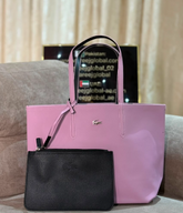 Lacost* - Women's Anna Reversible Tote & Pouch - Levander\Black - (AD-DEC-Y1)-Contact CS For Pictures