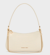 Charles & Ke*th - Elspeth Croc-Effect Chain-Link Shoulder Bag - White- (AD-JUL26-PTT)