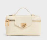 Charles & Ke*th - Arwen Croc-Effect Top Handle Vanity Bag - Cream (AD-Jul26-PTT)