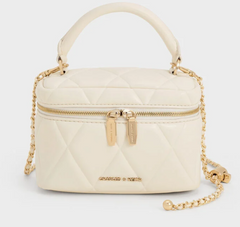 Charles & Ke*th - Arwen Quilted Vanity Bag - Cream - (AD-JUL26-PTT) with box