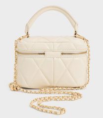 Charles & Ke*th - Arwen Quilted Vanity Bag - Cream - (AD-JUL26-PTT) with box