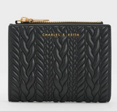 Charles & Ke*th - Apolline Textured Top-Zip Wallet - Black (AD-SEP16-WLPT) With Box