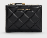 Charles & Ke*th - Alva Quilted Top-Zip Small Wallet - Black (AD-SEP16-WLPT) With Box