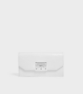 Charles & Ke*th - (MINOR DEFECT) Croc-Effect Push Lock Flap Wallet - off-White-Eid Sale!