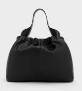 Charles & Ke*th - Ally ruched slouchy bag -Black- (AD-JUN16-LTPT)