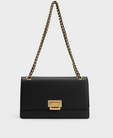 Charles & Ke*th - Metallic Accent Front Flap Bag - Black (AD-SEP)