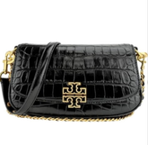 T*ry B*rch Britt*n Embossed Convertible Crossbody Bag - Black and Blue (AD-JAN26-A1)