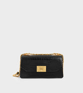 Charles & Ke*th - Croc-Effect Chain Strap Crossbody Bag- Black (AD-SEP)