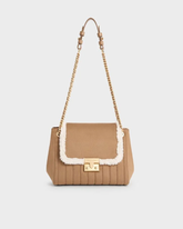 Charles & Ke*th - Donna Faux Suede Fur-Trim Shoulder Bag - Tan (AD-DEC-IR-R-LT)