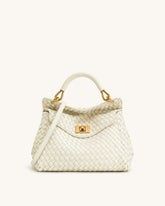 JW P*I - Lucia Classic Top Handle Woven Bag - White (AD-SEP16-PT)