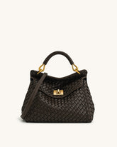 JW P*I - Lucia Classic Top Handle Woven Bag - Chocolate Brown (AD-SEP16-PT)
