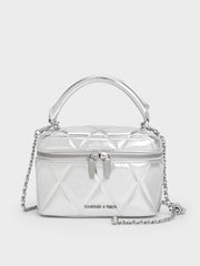 Charles & Ke*th - Arwen Metallic Quilted Vanity Bag - Silver (AD-JUN13-PT)