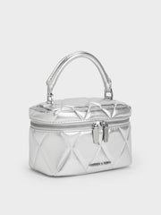 Charles & Ke*th - Arwen Metallic Quilted Vanity Bag - Silver (AD-JUN13-PT)