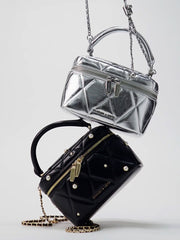 Charles & Ke*th - Arwen Metallic Quilted Vanity Bag - Silver (AD-JUN13-PT)