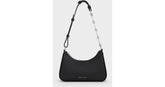 Charles & Ke*th -Women's White Lane Chain-Strap Shoulder Bag-Black- (AD-MAY26-PT)