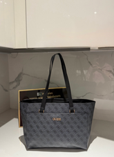 Gues* - Monogram Tote Bag - Charcoal - (AD-MAY26-GSPT)Plain Black