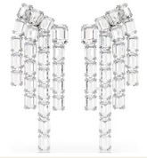 Swar*vski -Millenia clip earrings Octagon cut, Chandelier, White, Rhodium plated-5705796-(2026 PACKAGING)