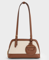 Charles & Ke*th - Enola Canvas Long-Handle Shoulder Bag -Taupe Canvas -(AD-JUNE26-IR)