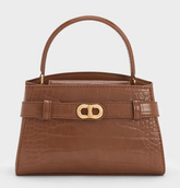 Charles & Ke*th - Aubrielle Croc-Effect Top Handle Bag - Cognac- (AD-MAY26-PT-RN)