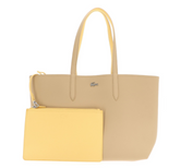 Lacost* - Women's Anna Reversible Tote & Pouch - Sand Beige\Yellow (AD-DEC-Y1)