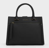 Charles & Ke*th - Anwen Structured Cross Body Bag- Black -(AD-JUNE26-IR)