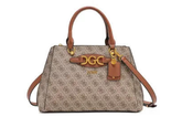 Gues* - Malva Girlfriend Black Satchel Bag - Brown Multi / Dark Brown (AD-MAY26-GSPT)