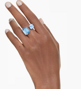 Swar*vski -Octagon cut, Blue, Rhodium plated-5694141