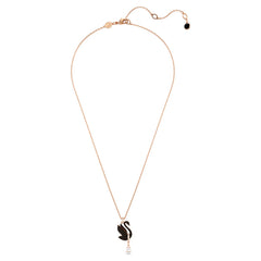 Swar*vski -Swan pendant Swan, Black, Rose gold-tone plated-5678045