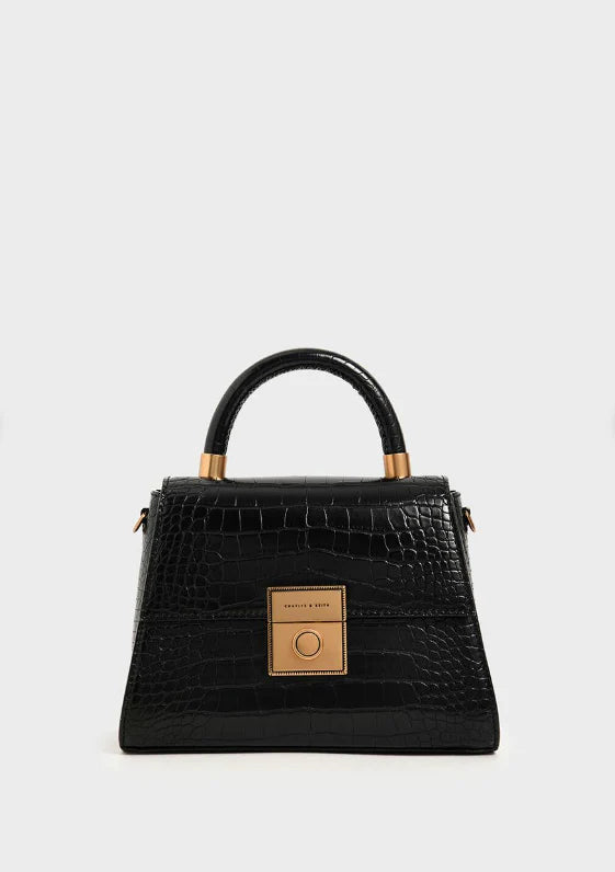 Charles & Ke*th - Croc-Effect Structured Bag - Black (AD-May)