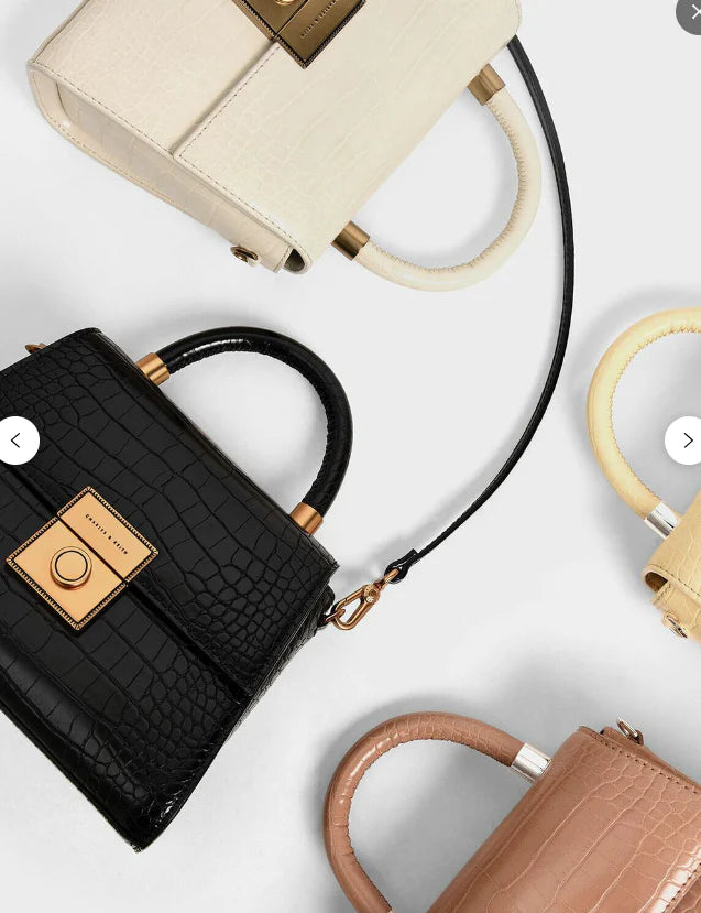 Charles & Ke*th - Croc-Effect Structured Bag - Black (AD-May)